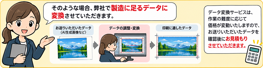 そのような場合、当店で製造に足るデータに変換させていただきます