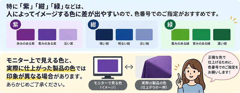 色番号指定、モニター上の色